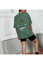 California Baskılı Unisex Oversize Tshirt - FLO 3 Al 1 Öde