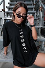 Unisex Moon Phases Baskılı T-shirt - FLO 3 Al 1 Öde