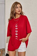 Unisex Moon Phases Baskılı T-shirt - 3 Al 1 Öde