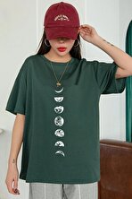 Unisex Moon Phases Baskılı T-shirt - FLO 3 Al 1 Öde