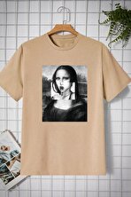 Unisex Mona Lisa Baskılı Tasarım Tshirt - FLO 3 Al 1 Öde