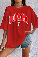 Unisex Miami Baskılı Tasarım Tshirt - FLO 3 Al 1 Öde