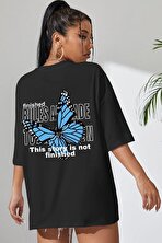 Unisex Gri Sırt Kelebek Baskılı T-shirt - FLO 3 Al 1 Öde