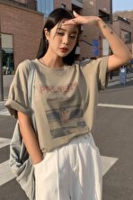 Unisex Present Baskılı Oversize Tshirt - FLO 3 Al 1 Öde