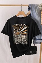 Unisex Sırt Baskılı Arizona Oversize Tshirt - FLO 3 Al 1 Öde