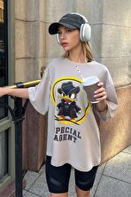 Unisex Special Agent Baskılı Oversize Tshirt - FLO 3 Al 1 Öde