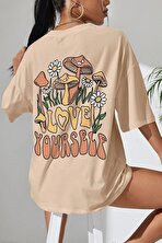 Love Yourself Baskılı Bej Renkli T-shirt - 3 Al 1 Öde