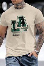 Erkek La California 1987 Baskılı Oversize Tshirt - 3 Al 1 Öde