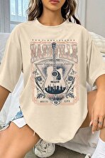 Unisex Music City Baskılı Oversize Tshirt - 3 Al 1 Öde