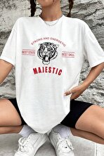 Unisex Majestic Baskılı Oversize T-shirt garalio - FLO 3 Al 1 Öde