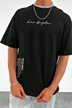 Erkek Los Angles Baskılı Oversize Tshirt - 3 Al 1 Öde