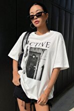Unisex Active Baskılı Oversize Tshirt - FLO 3 Al 1 Öde