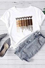 Unisex Leopar Kalp Baskılı Oversize T-shirt - FLO 3 Al 1 Öde