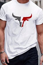 Erkek Boğa Silüet Baskılı Oversize Tshirt - 3 Al 1 Öde