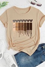 Unisex Leopar Kalp Baskılı Oversize T-shirt - FLO 3 Al 1 Öde
