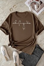 Unisex Kedi Baskılı Oversize Tshirt - 3 Al 1 Öde