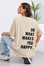 Unisex Sırt Baskılı Do What Oversize Tshirt - FLO 3 Al 1 Öde