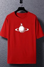 Unisex Astronaut Rides Baskılı T-shirt - 3 Al 1 Öde