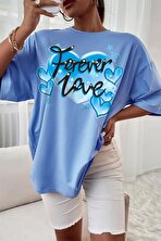 Unisex Forever Love Baskılı Oversize Tshirt - FLO 3 Al 1 Öde