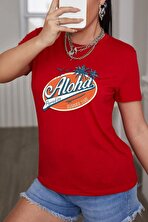 Unisex Aloha Baskılı T-shirt - FLO 3 Al 1 Öde
