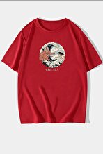 Unisex Kanagawa Oki Nami Ura Baskılı T-shirt - FLO 3 Al 1 Öde