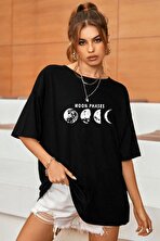 Unisex Moon Phases Baskılı T-shirt - 3 Al 1 Öde