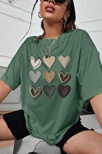 Unisex Kalp Baskılı T-shirt - 3 Al 1 Öde