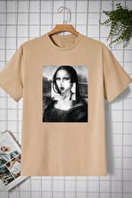 Unisex Mona Lisa Baskılı Tasarım Tshirt - 3 Al 1 Öde