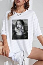 Unisex Mona Lisa Baskılı Tasarım Tshirt - 3 Al 1 Öde