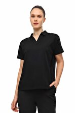 WL 12ABELA 6FX Siyah Kadın Polo Yaka Kısa Kol T-Shirt - 2. Ürüne %50 İndirim