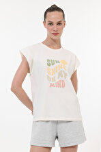 WL GOSIA 11MS201 5FX Ekru Kadın Kısa Kol T-Shirt - 2. Ürüne %50 İndirim