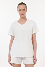 WB 11ATHEN 6FX Ekru Kadın Kısa Kol T-Shirt - 2. Ürüne %50 İndirim