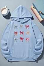 Unisex Renkli Kurdele Baskılı kapüşonlu Sweatshirt - 3 Al 1 Öde
