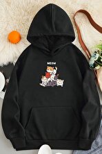 Meow Tatlı Kediler Baskılı Oversize Sweatshirt - 3 Al 1 Öde