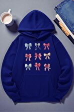 Unisex Renkli Kurdele Baskılı kapüşonlu Sweatshirt - 3 Al 1 Öde