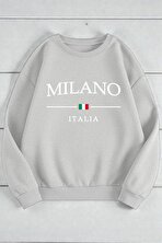 Unisex Milano Italıa Tasarım Baskılı Bisiklet Yaka Sweatshirt - FLO 3 Al 1 Öde