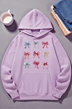 Unisex Renkli Kurdele Baskılı kapüşonlu Sweatshirt - 3 Al 1 Öde