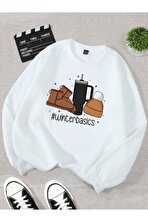 Unisex Kış Klasikleri Tasarım Baskılı Bisiklet Yaka Sweatshirt - 3 Al 1 Öde
