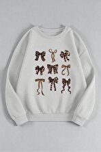 Unisex Leopar Desenli Tasarım Baskılı Bisiklet Yaka Sweatshirt - 3 Al 1 Öde