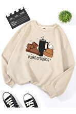 Unisex Kış Klasikleri Tasarım Baskılı Bisiklet Yaka Sweatshirt - FLO 3 Al 1 Öde
