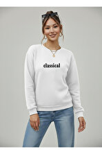 Unisex Classical Baskılı Oversize Bisiklet Yaka Sweatshirt - FLO 3 Al 1 Öde