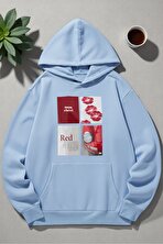 Unisex Red Mon Cheri Baskılı kapüşonlu Sweatshirt - 3 Al 1 Öde
