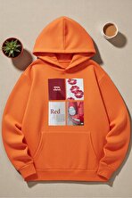 Unisex Red Mon Cheri Baskılı kapüşonlu Sweatshirt - FLO 3 Al 1 Öde