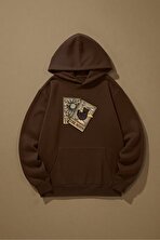 Unisex The Moon Tarot Kart Tasarım Baskılı Kapüşonlu Sweatshirt - 3 Al 1 Öde