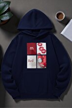 Unisex Red Mon Cheri Baskılı kapüşonlu Sweatshirt - 3 Al 1 Öde
