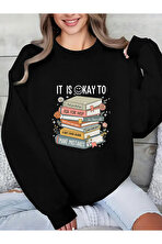 Unisex IT'S OKAY TO Tasarım Baskılı Bisiklet Yaka Sweatshirt - FLO 3 Al 1 Öde