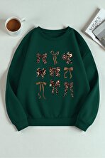 Unisex Leopar Desenli Tasarım Baskılı Bisiklet Yaka Sweatshirt - 3 Al 1 Öde