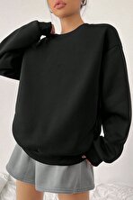 Unisex Sevimli Kedi Baskılı Bisiklet Yaka Sweatshirt - 3 Al 1 Öde
