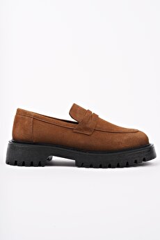 まつ子 PARADİSE Hakiki Deri Kalın Taban Günlük Casual Makosen Kadın