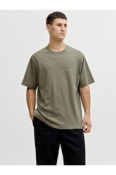 Jack Jones Jprblaowen Ss Brandıng Tee Sn Erkek Haki Tshirt